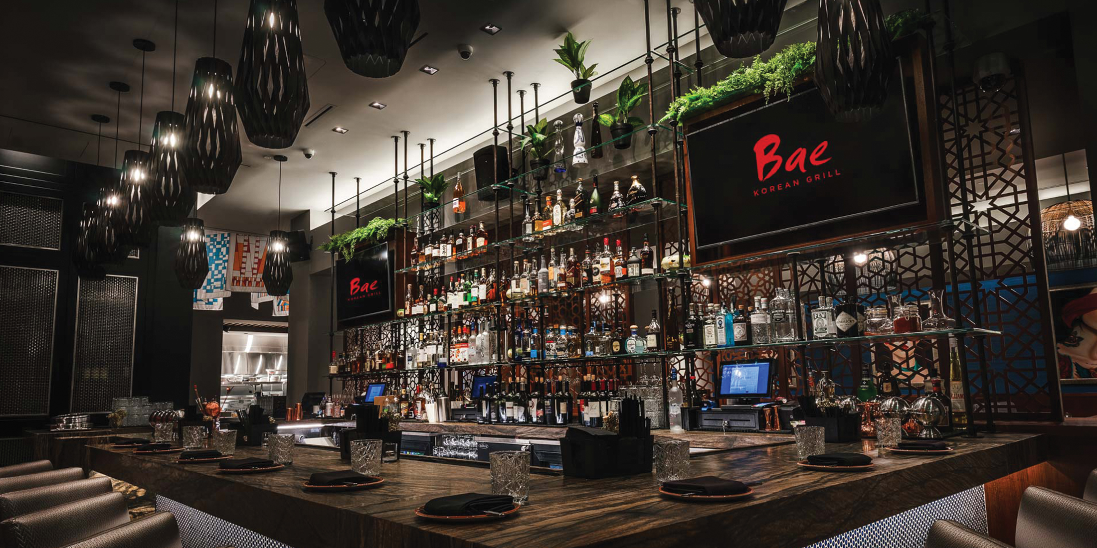 inside bar area of bae grill hard rock hotel