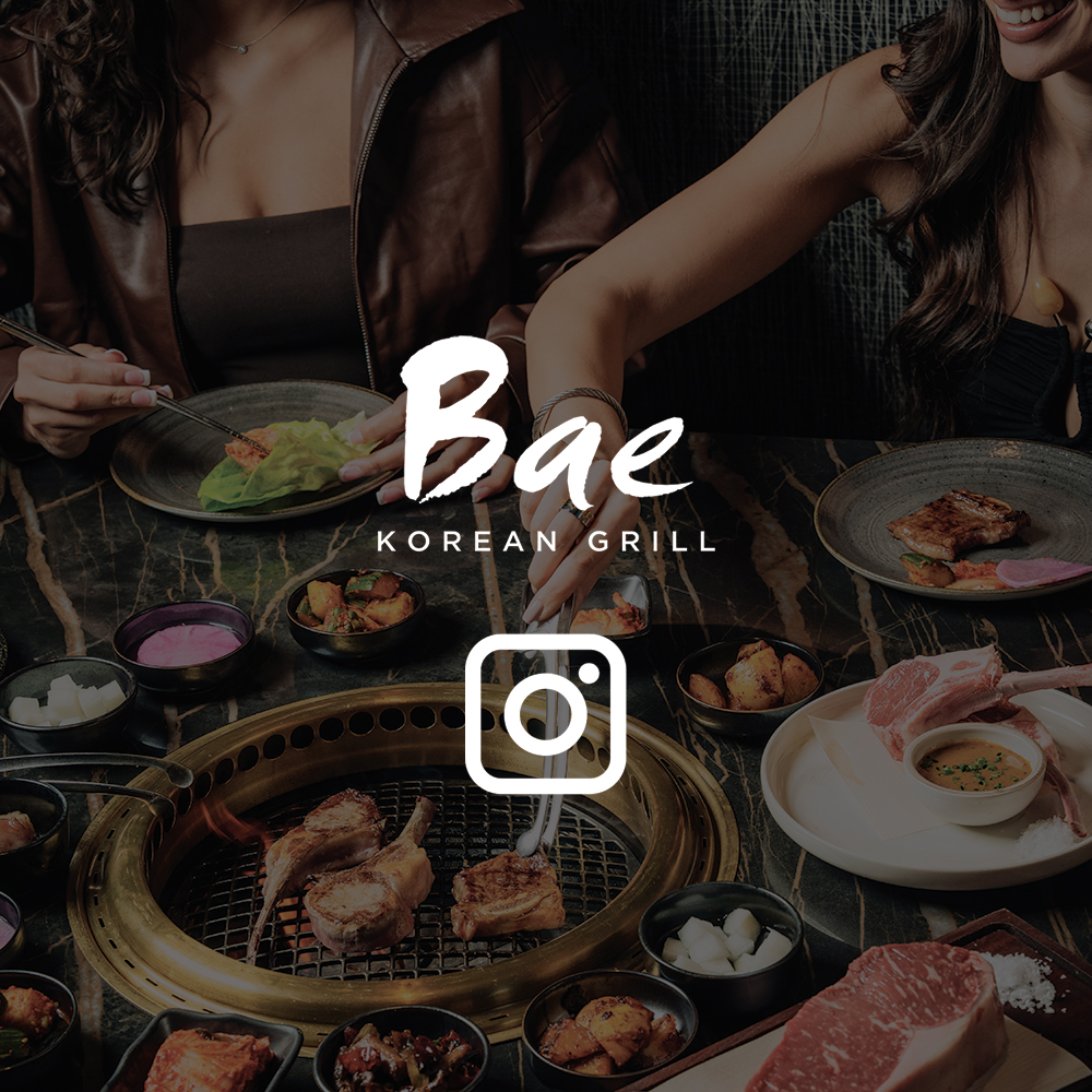 decorative with bae korean grill logo and IG logo