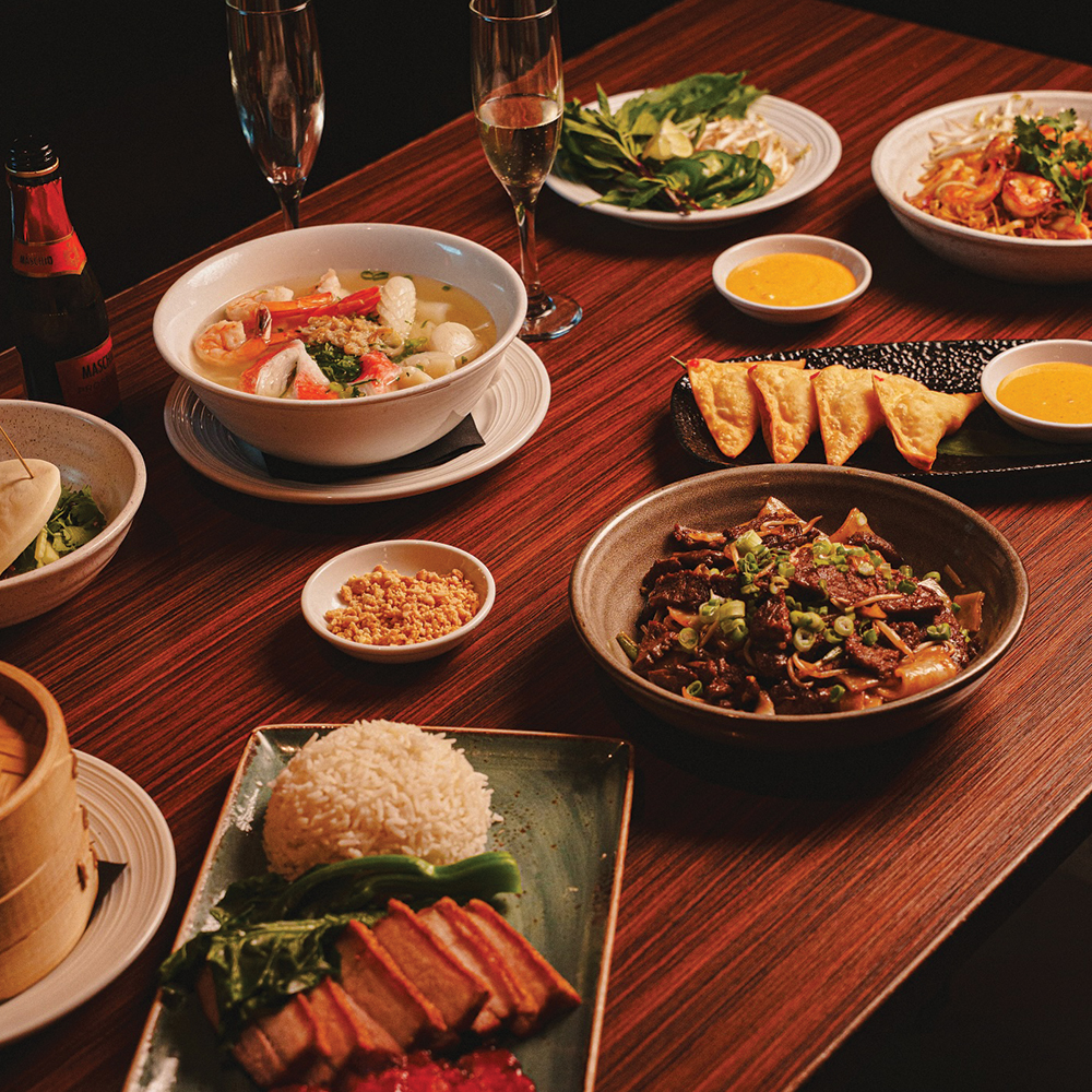 table with a variety of food displayed